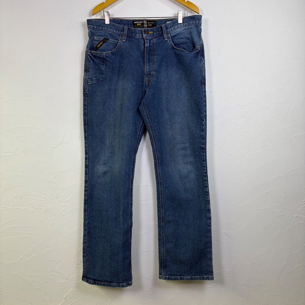 Ariat Rebar M4 Relaxed Boot Jeans Mens 36x34 Blue Denim Workwear Western Rugged